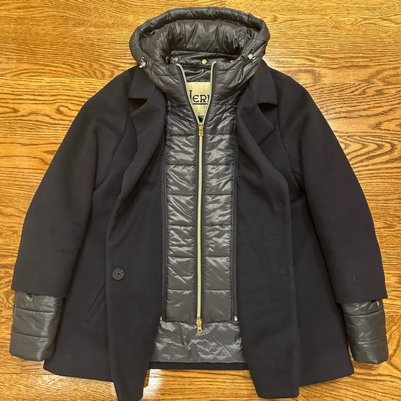 Herno Layered Quilted & Wool Puffer Jacket Navy size 42 - Picture 4 of 8